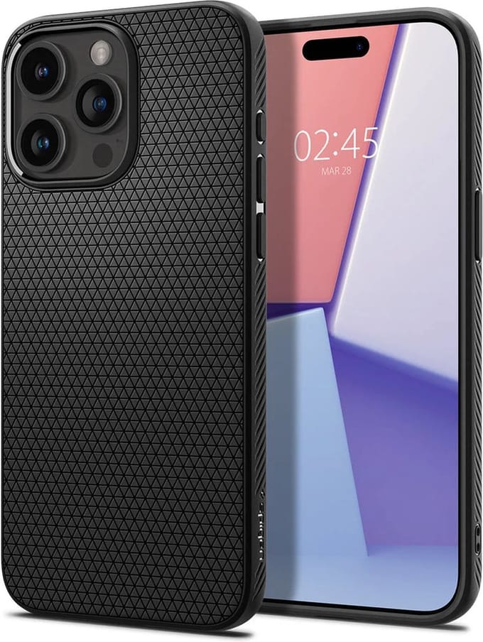 Geschikt voor Spigen Apple iPhone 15 Pro Max Liquid Air Back Cover Hoesje - Zwart