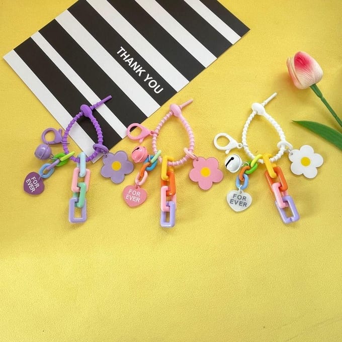 Porte-clés créatif en forme de cœur et de fleur, couleur bonbon, mignon, petit, accessoire pour sac vert
