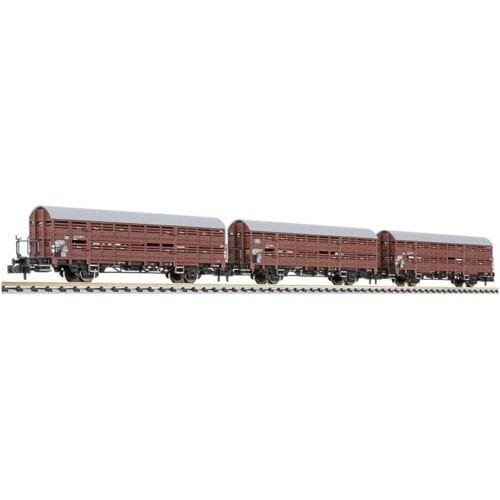 Liliput L260135 N 3-delig Set, slagwagen met remplatform, Hbes 358, DB, EP.IV.