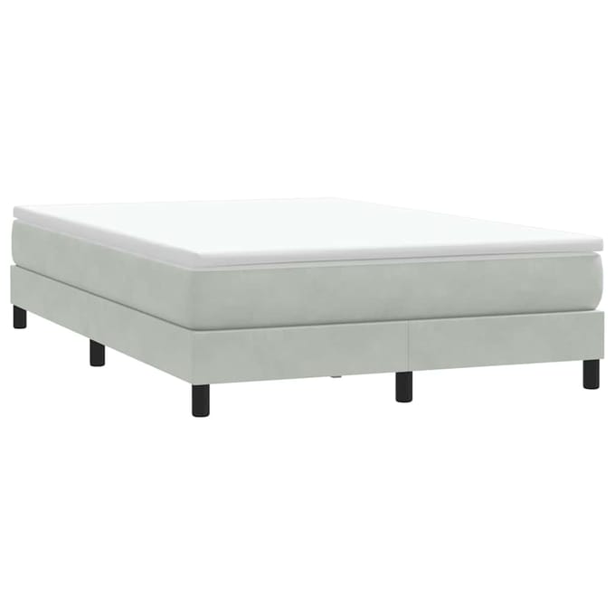 vidaXL - Boxspring - zonder - matras - fluweel - lichtgrijs - 140x220 - cm