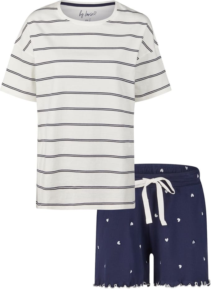 By Louise Dames Korte Pyjama Set Shortama Off-White - Maat L