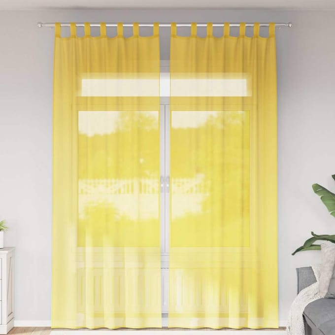 vidaXL - Gordijnen - met - lussen - 2 - st - 140x260 - cm - geel