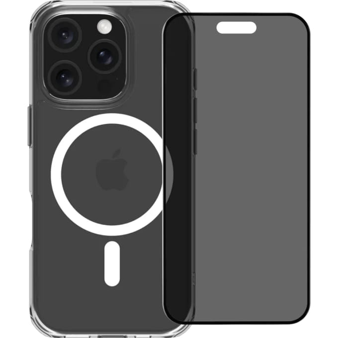 BlueBuilt Protective Back Cover met MagSafe iPhone 16 Pro + Privacy Screenprotector Glas
