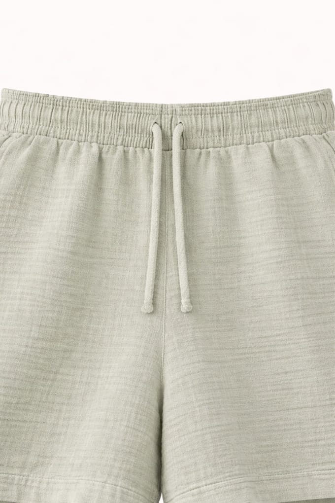Hoge Taille Geweven Katoenen Shorts