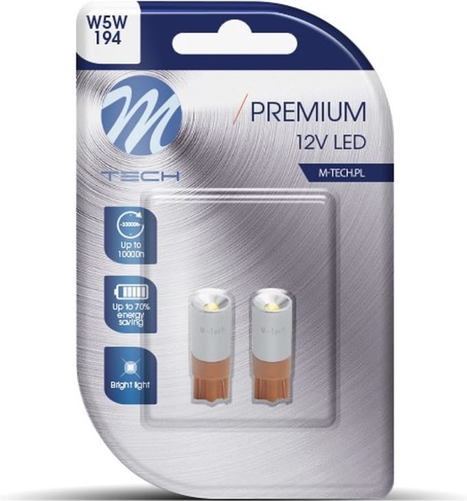 M-Tech LED W5W 12V 3W - Premium - 1x Led CREE diode - 6000K - Canbus - Wit - Set