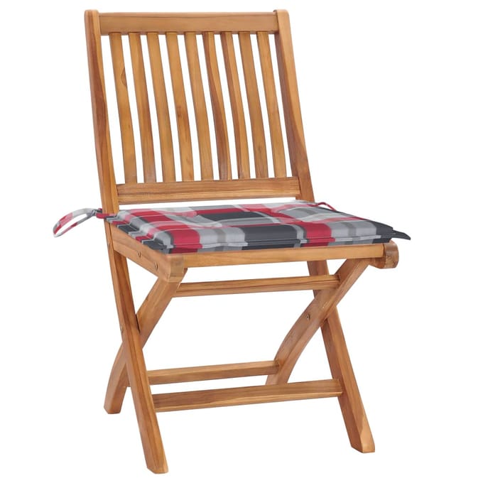 vidaXL - Klapstoelen - met - kussens, - 6 - stuks, - massief - teakhout