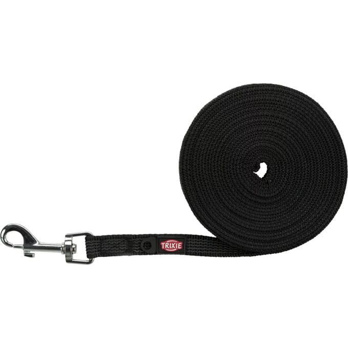 Trixie - Hondenriem - Sleeplijn - Met Rubber Bekleed - Zwart - 5 mX1,5 cm