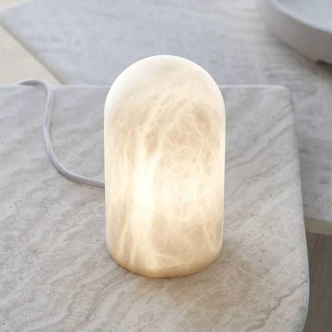 Beacon Lighting Beacon tafellamp Panton, wit albast steen, hoogte 17,5 cm