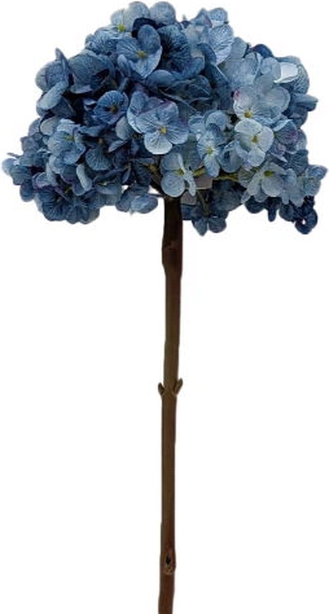Kunstbloem hortensia 66 cm, blauw/groen