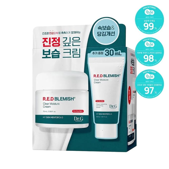 Crème hydratante apaisante Dr.G Red Blemish Clear 70mL+30mL Coffret Spécial white