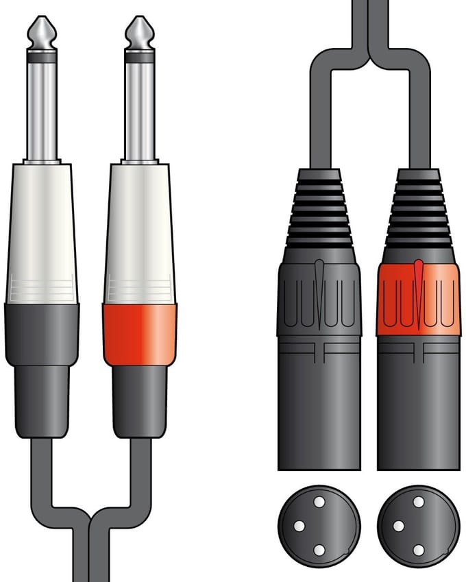Citronic 26J-2XM150 stereo audiokabel 2 x 6,3 mm mono jack naar 2 x XLR male 1,5 m ongebalanceerd