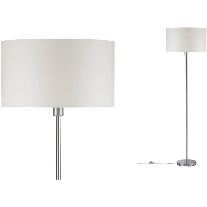 Staande lamp Tessa E27 max. 60W Crème, Staal geborsteld Metaal, Textiel