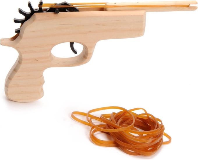 Playwood Wooden Gun with Elastic Band
