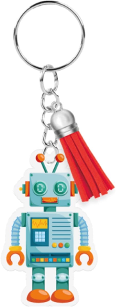 Sleutelhanger met kwastje | Acryl sleutelhanger - Robot