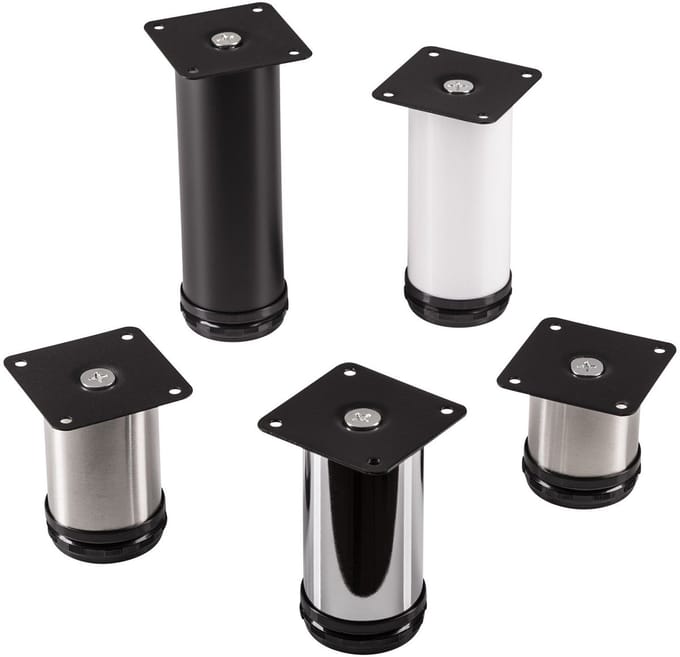 4 stuks SOTECH meubelpoot Jimmy, wit rond, diameter: 50 mm, hoogte: 100 mm verstelbaar