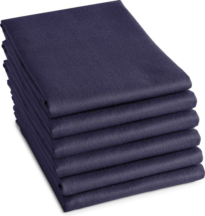 DDDDD - 6x Theedoek Logo - 60x65 cm - Blauw - Set van 6 stuks