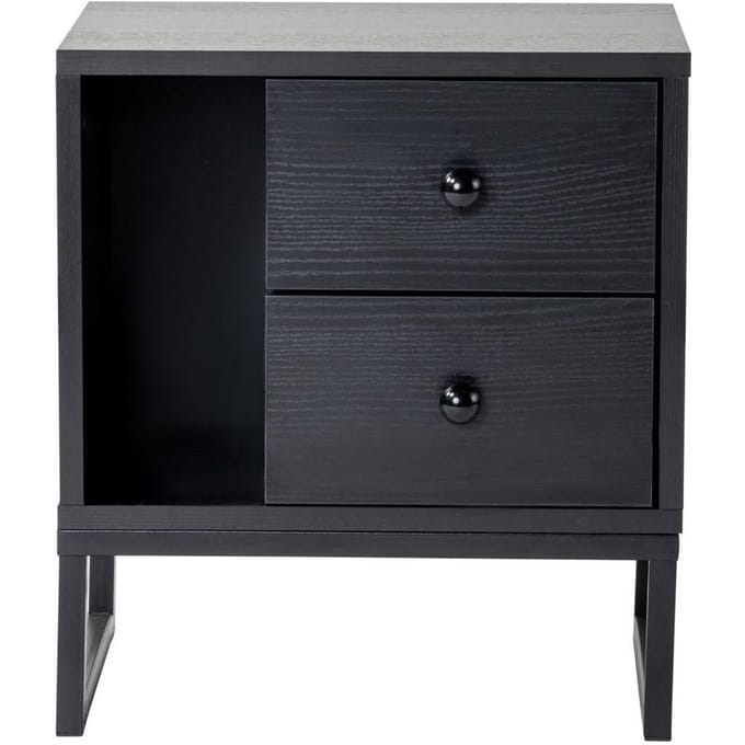 Asir - Nachttisch - Hout Zwart & Zwart - 45,2 x 29,5 x 50 cm