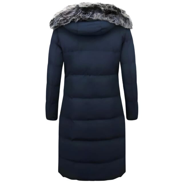 Puffer Jas Lang Dames met Capuchon - Blauw