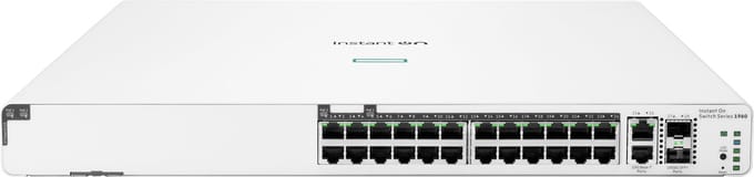 Hewlett Packard Enterprise HPE Aruba Instant On 1960 24G 20p Class4 4p Class6 PoE 2XGT 2SFP+ 370W Schakelaar