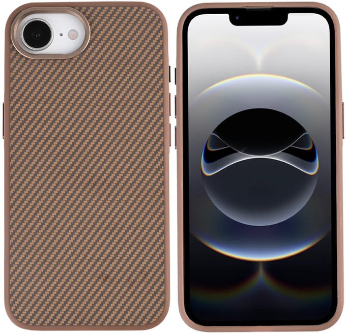Rixus Mag Carbon With MagSafe For Apple iPhone 16e, 17e Brown
