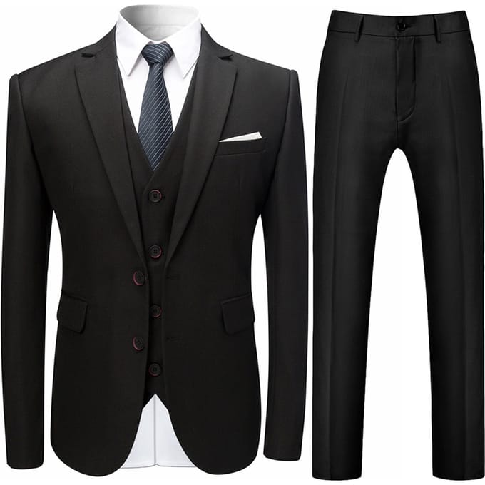 Slim fit zwart formeel 3-delig pak