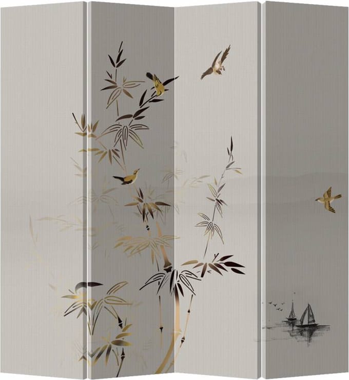 Fine Asianliving Kamerscherm Scheidingswand B160xH180cm 4 Panelen Met Bamboe