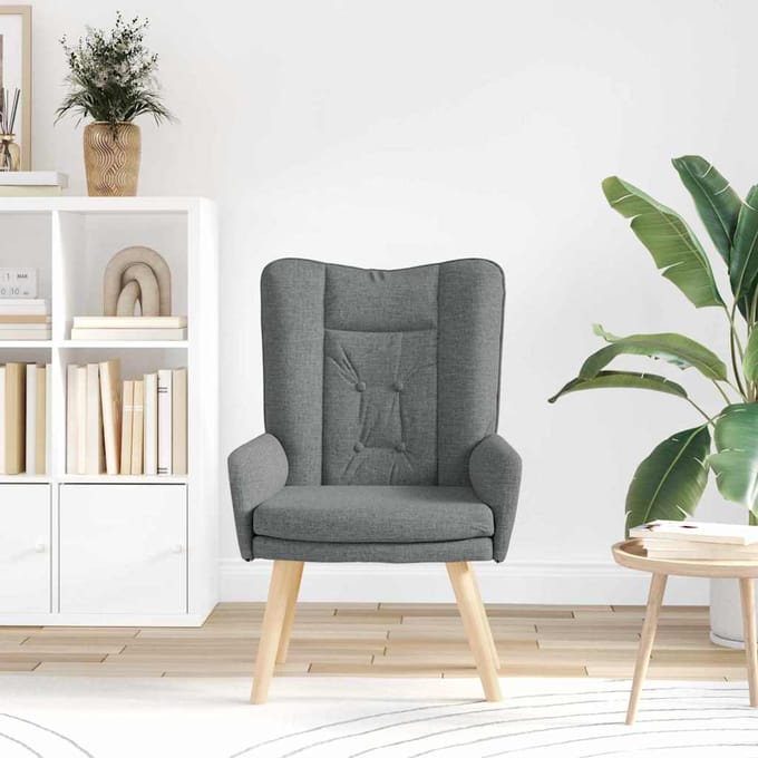 vidaXL - Fauteuil - Donkergrijs - 63 - x - 67 - x - 94 - cm - Stof - en - multiplex