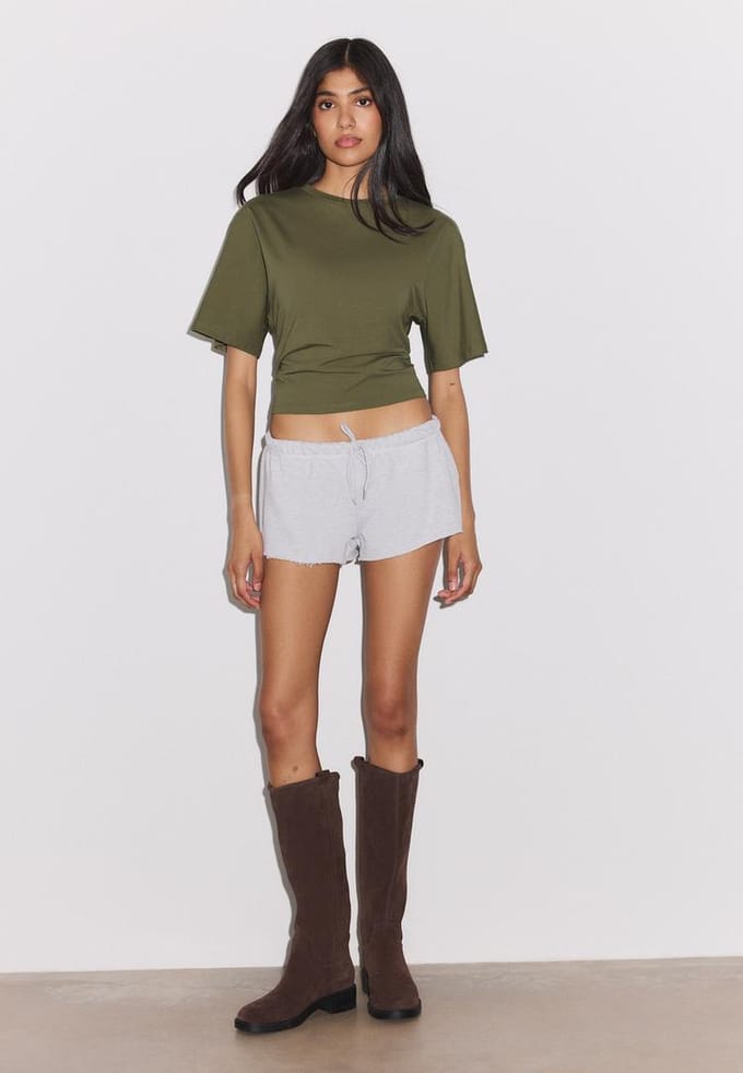 Stradivarius Mini sweatstof short  Grijs melange M