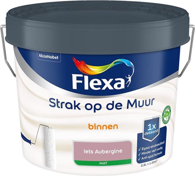 Flexa - Strak Op De Muur Binnen Mat - Iets Aubergine - Mengverf - 2,5 L
