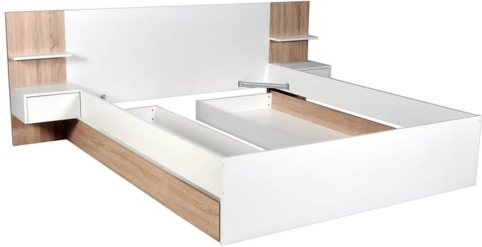 Vente-unique Bedframe hout natuurlijk licht, wit 160 x 200 cm
