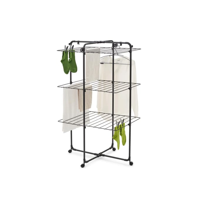 Brabantia HangOn Droogtoren - 23 m - Inklapbaar Wasrek - Matt Black