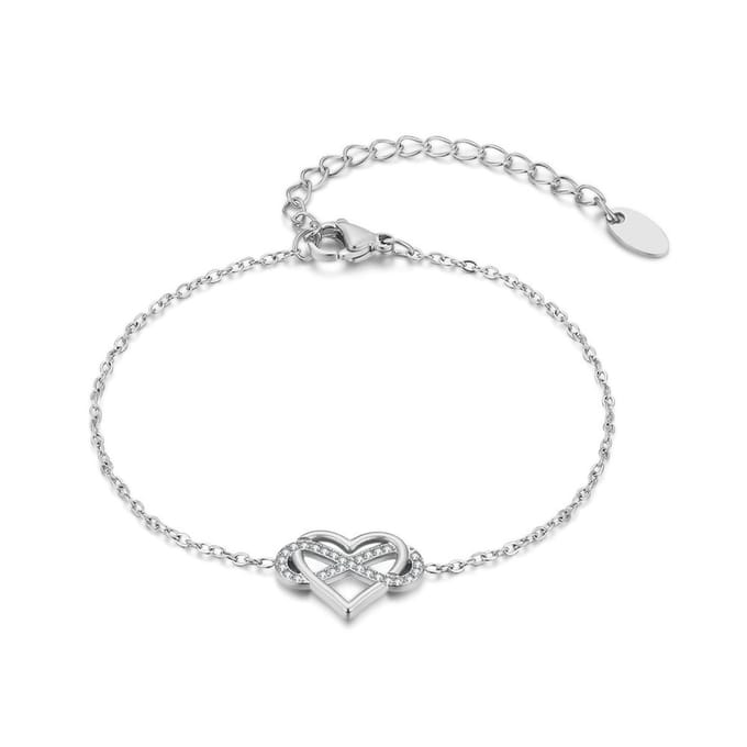 Twice As Nice Armband in edelstaal, hartje Zilverkleurig 16cm+3cm