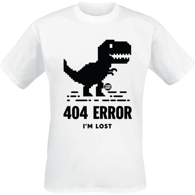Todd Goldman - Fun T-shirt - 404 Error - Dinosaur - M tot 3XL - voor Mannen - wit