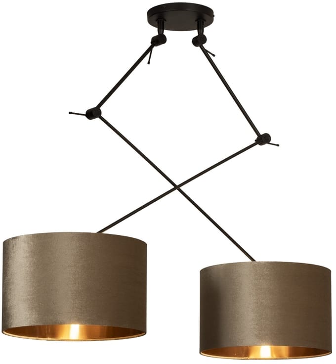 Lumidora Hanglamp 30925 - CHARLOTTE - 2 Lichts - E27 - Koper - Taupe - Metaal