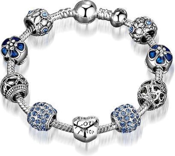 Montebello Armband Cali Blue - Bedel - Love - Verzilverd - 19cm