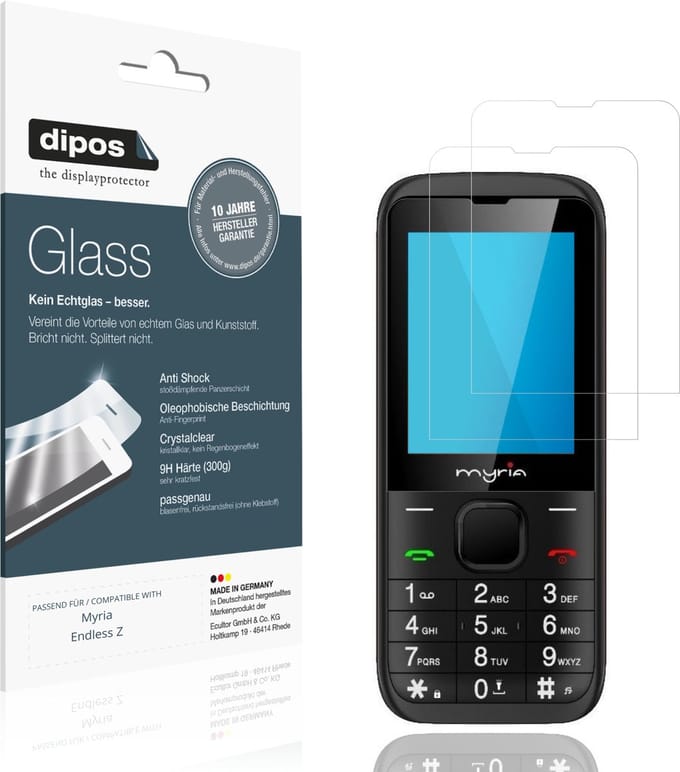 dipos – 2x Pantserfolie geschikt voor Myria Endless Z | 9H Screenprotector