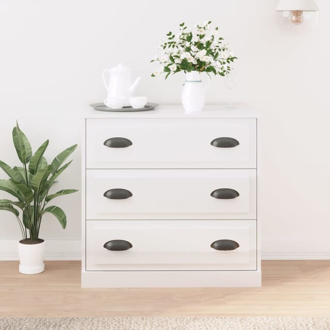 vidaXL - Dressoir - 70x35x67,5 - cm - bewerkt - hout - hoogglans - wit