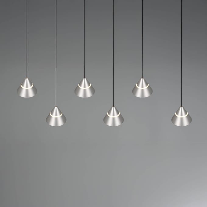 Trio Lighting LED hanglamp Romeo, lengte 75 cm, nikkelkleurig metaal, 6-lamps.
