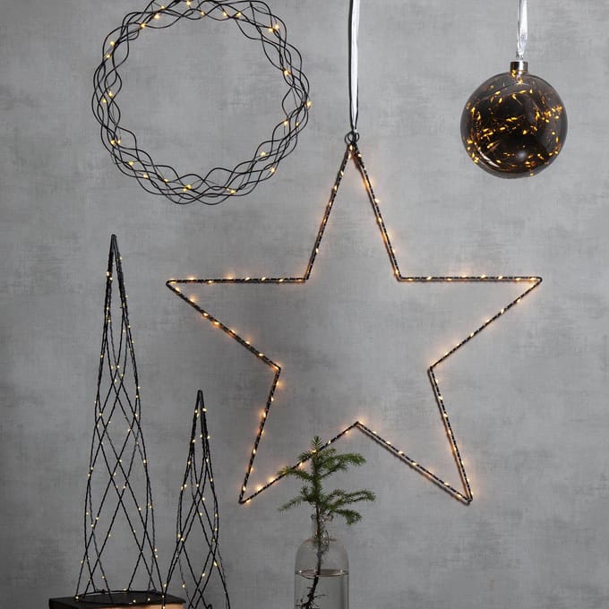 STAR TRADING LED-decoratiebol Glow van glas, Ø 15 cm rookgrijs
