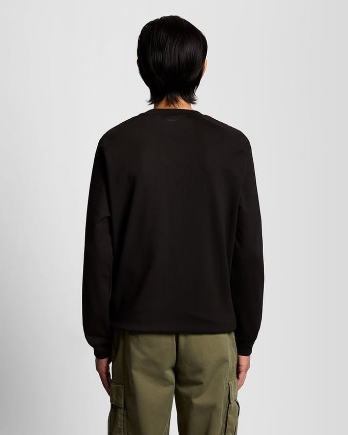 Lyle & Scott Half Raglan Hybrid Sweatshirt Jet Black Taglia: M | Maglioni a maglia Outlet | Uomo | Nero