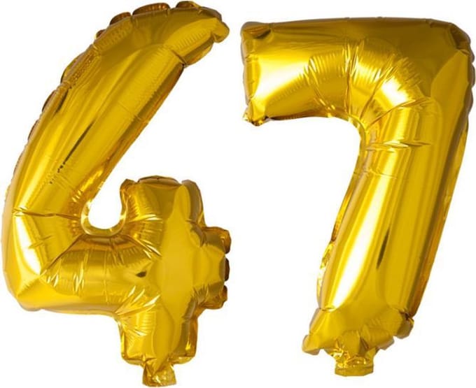 Folieballon nr. 47 Goud 41cm