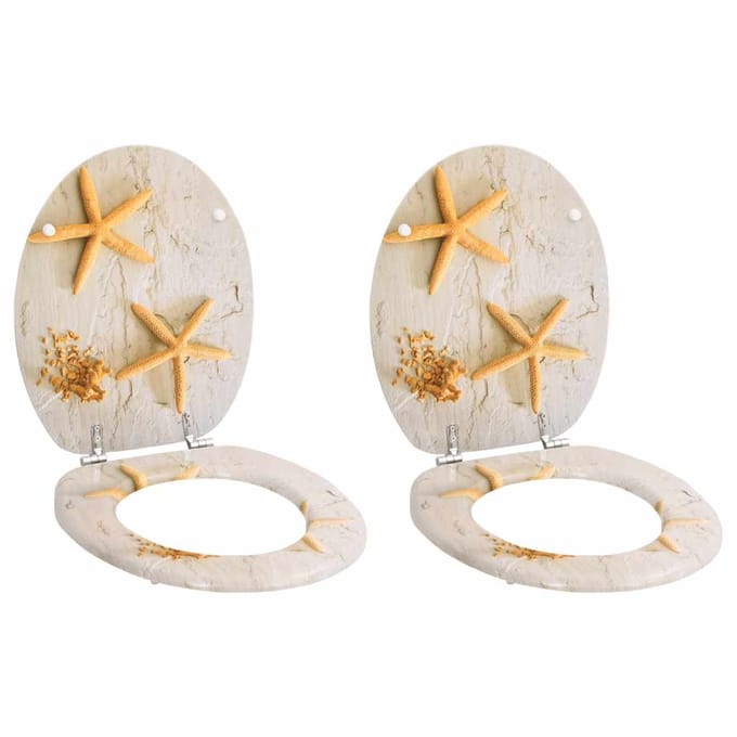 vidaXL - Toiletbrillen - met - deksels - 2 - st - zeester - MDF