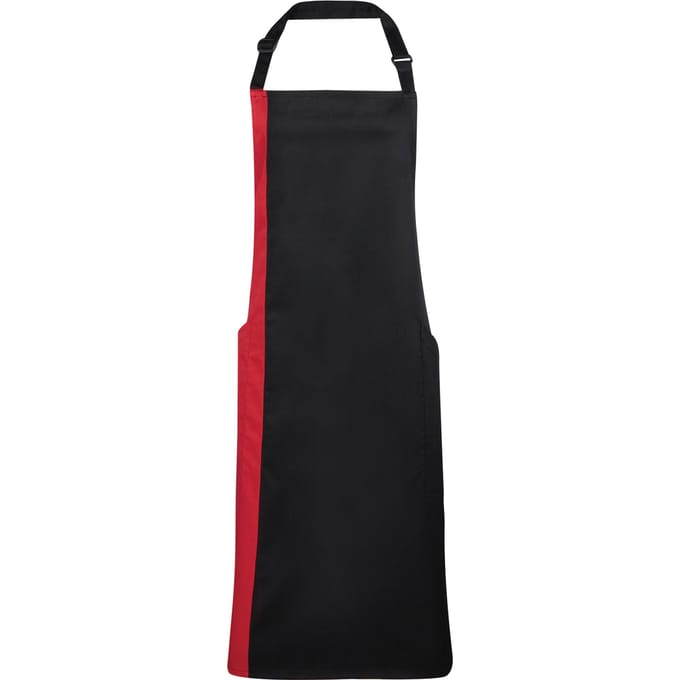 Premier Uniseks Contrast Werkkleding Slabberschort (Zwart / Rood)