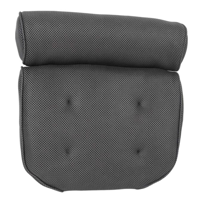 Badkussen met 6 Zuignappen Antislip Sneldrogend Ademend Mesh Badkuip Hoofdsteunkussen black