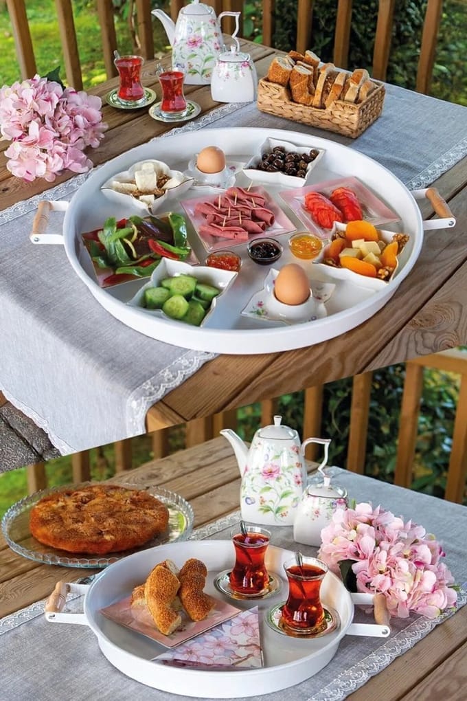 Asir - Dienbladenset (2 stuks) - Wit - 100% METAAL - 52 x 52 x 5 cm