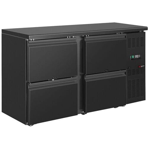 GGM Gastro Bar- & Getränkekühltisch ECO - 1462mm - mit 4 Schubladen - Schwarz
