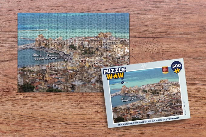 Puzzel Een luchtfoto van stad aan de waterkant - Legpuzzel - Puzzel 500 stukjes