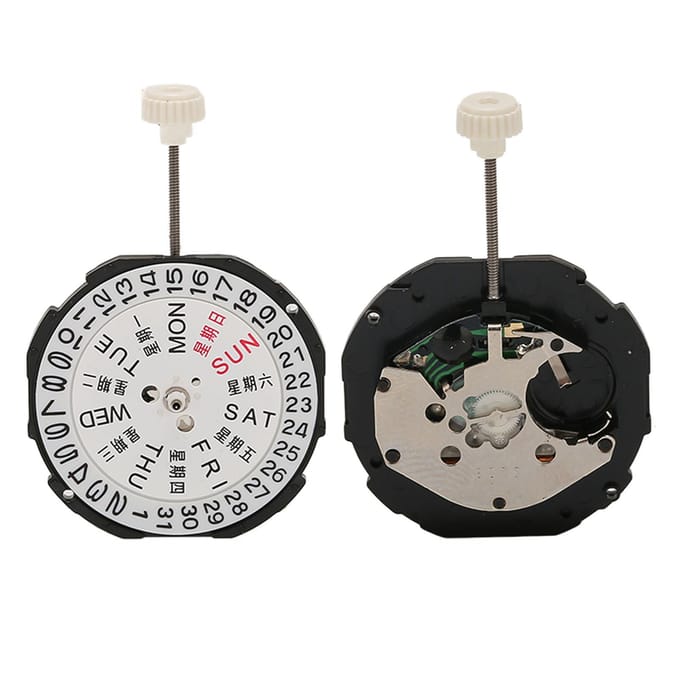 SL28 Dubbele Kalender Quartz Uurwerk 3 Wijzers Horloge Uurwerk Vervangingsonderdelen Accessoire voor white