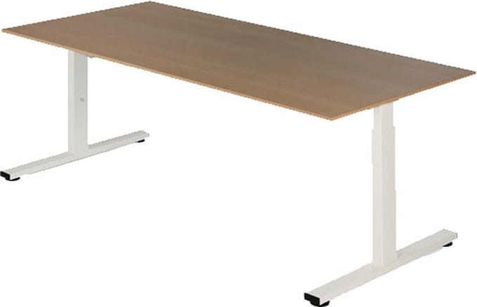 Presto R - Verstelbaar bureau - 180x80 - Noten - Wit frame