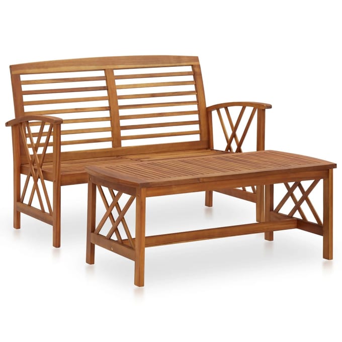 vidaXL - 2-delige - Loungeset - massief - acaciahout